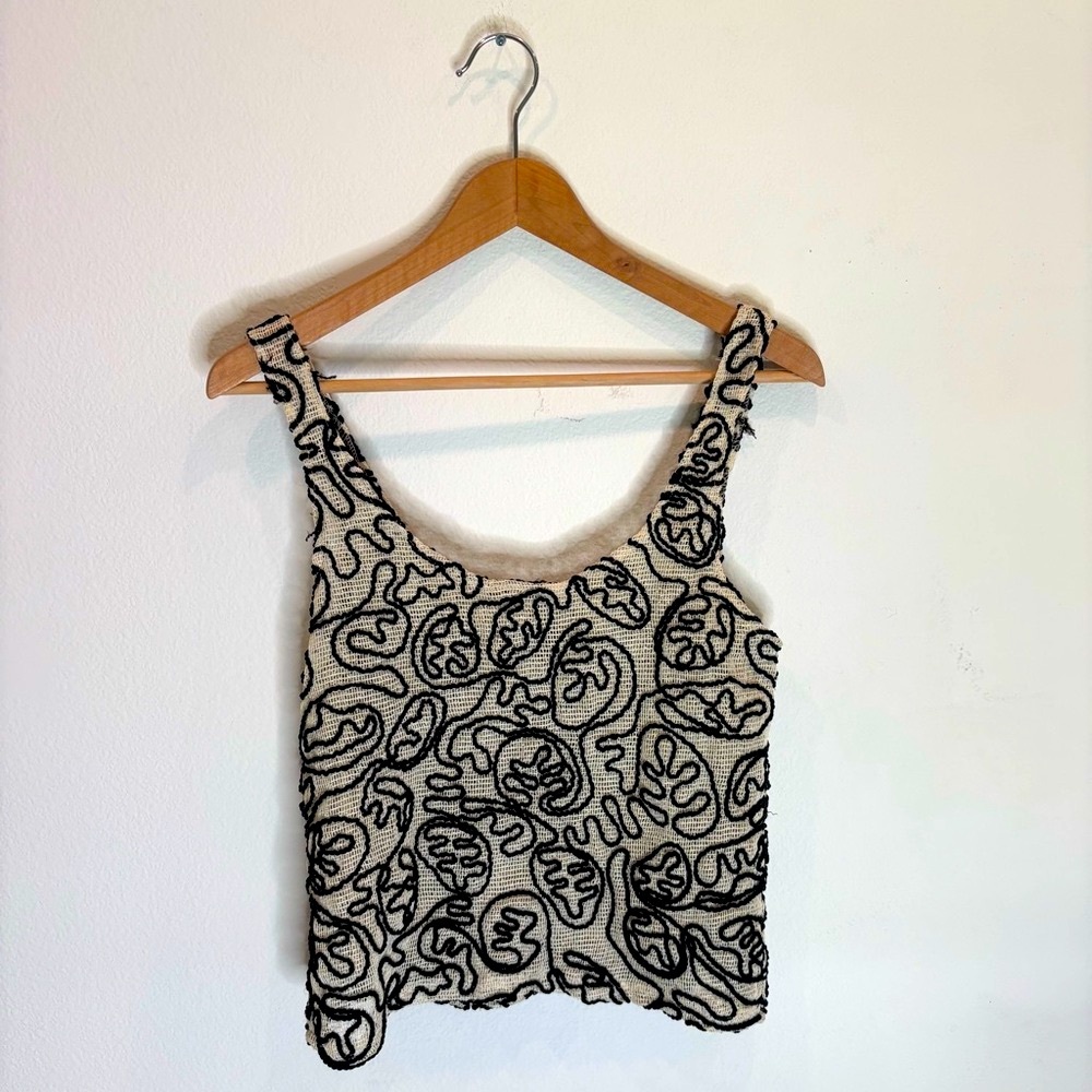 Zara Black 3D Patterned Women's Tank Top size Small Club Festival Cropped Top‎